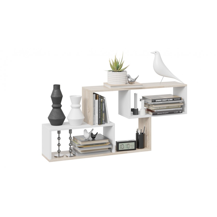 Полка настенная тип 4 Дуб Сонома, Белый (поры дерева)