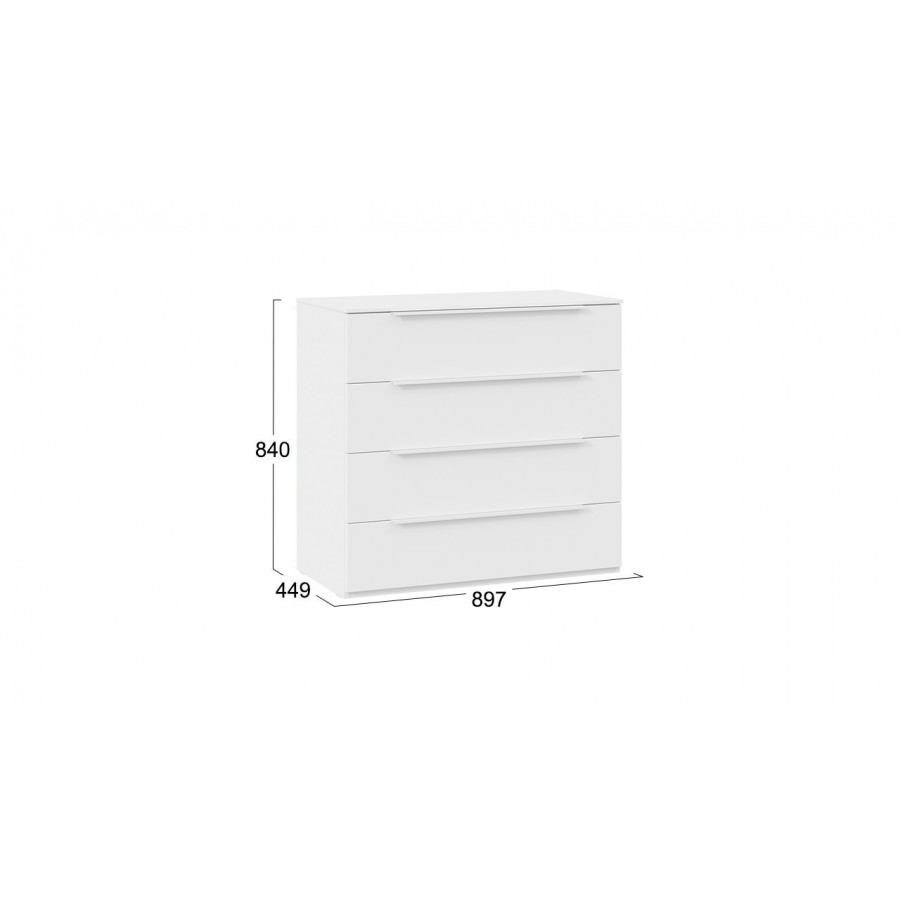 Комод «Порто» - ТД-393.04.01 Белый Жемчуг, Белый софт