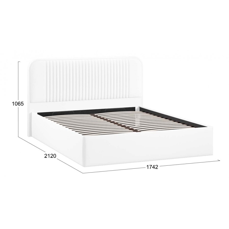 Кровать с ПМ «Тиффани» Тип 1 с заглушиной Экокожа белая Polo