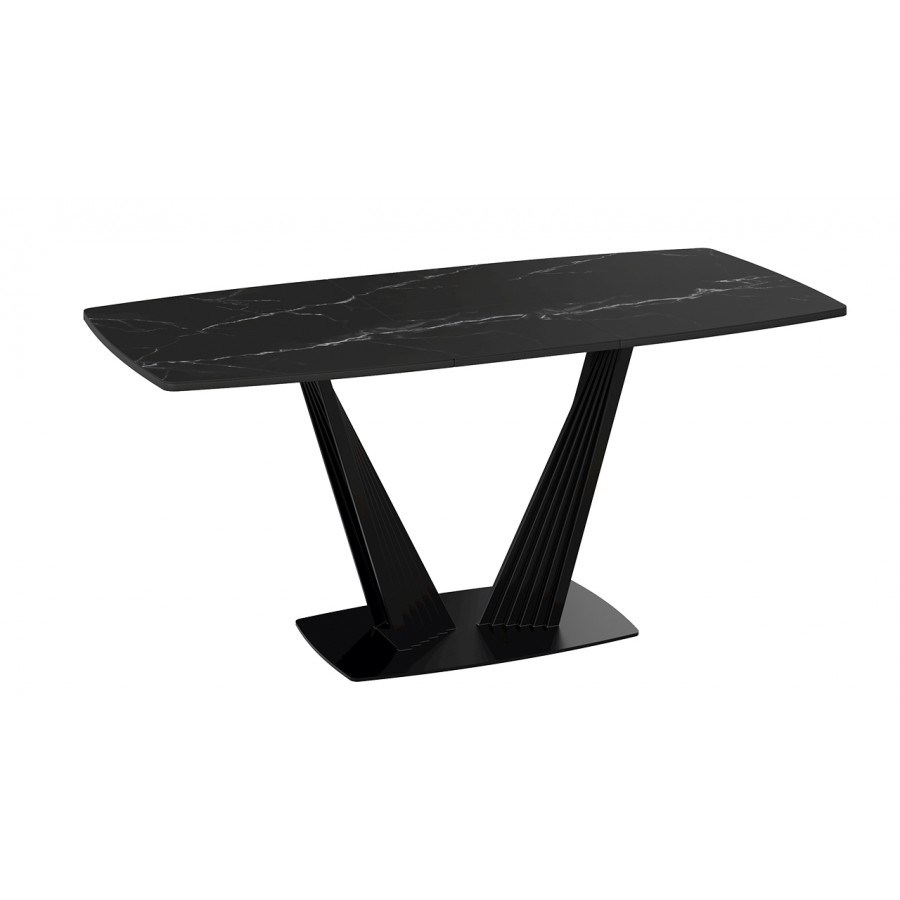 Стол раздвижной «Фабио» Тип 1 Черный муар, Стекло матовое черный мрамор