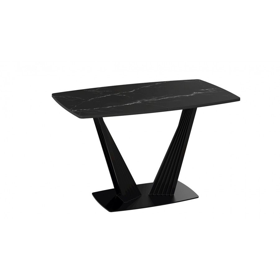 Стол раздвижной «Фабио» Тип 1 Черный муар, Стекло матовое черный мрамор