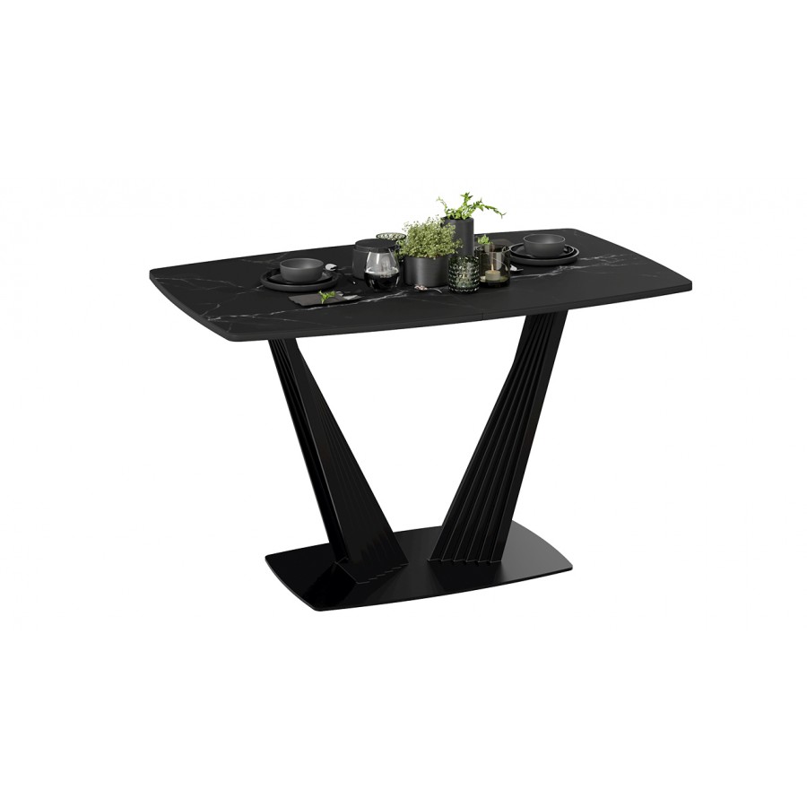 Стол раздвижной «Фабио» Тип 1 Черный муар, Стекло матовое черный мрамор
