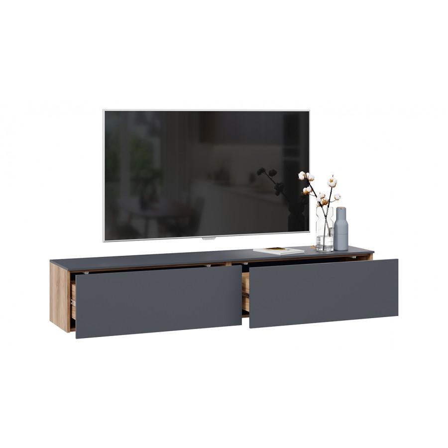 Тумба для теле- и радиоаппаратуры «Порто» - ТД-393.03.11 Яблоня Беллуно, Графит софт