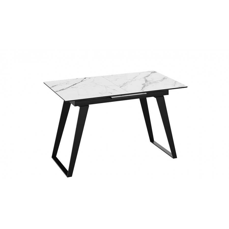 Стол обеденный «Техно» Черный муар, Стекло глянцевое белый мрамор