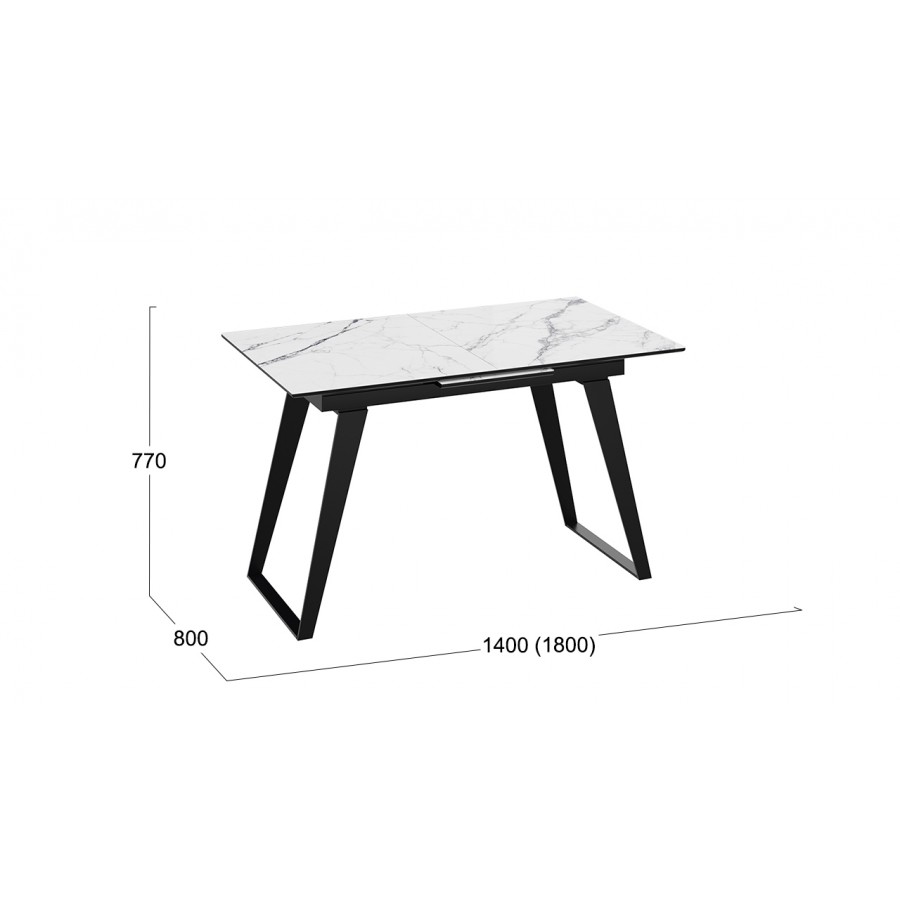 Стол обеденный «Техно» Черный муар, Стекло глянцевое белый мрамор