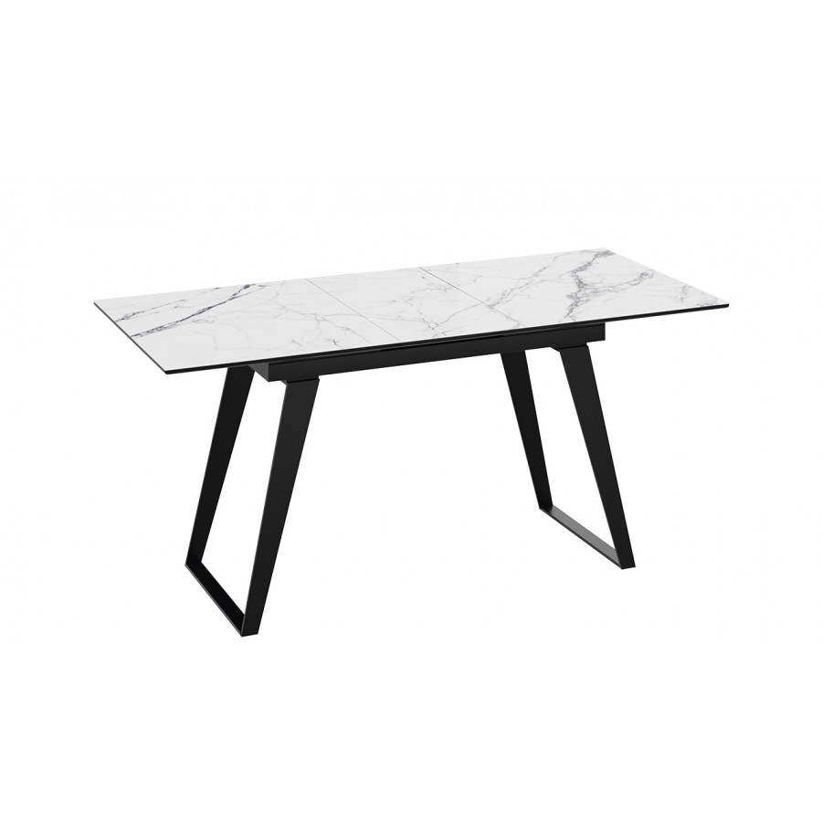 Стол обеденный «Техно» Черный муар, Стекло глянцевое белый мрамор