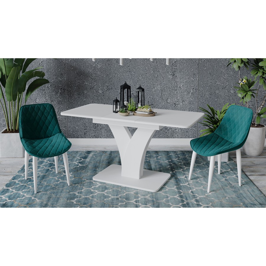 Стул «OSCAR» Белый муар, Велюр L006 бирюзовый