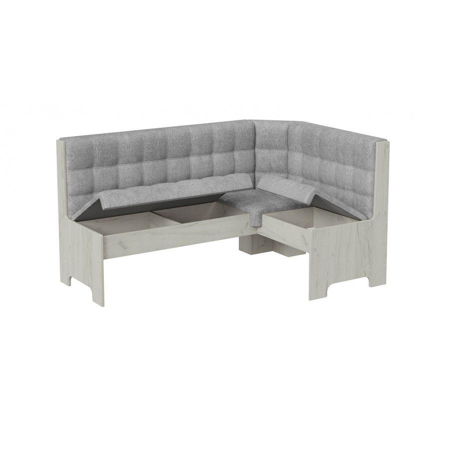 Кухонный уголок «Флорида» Дуб крафт белый, Микровелюр Wellmart Silver