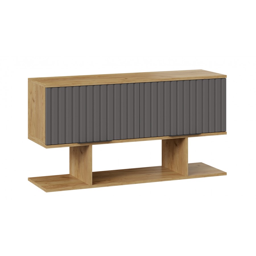 Шкаф настенный с полкой «Хилтон» (1100) Дуб Крафт золотой, Графит матовый