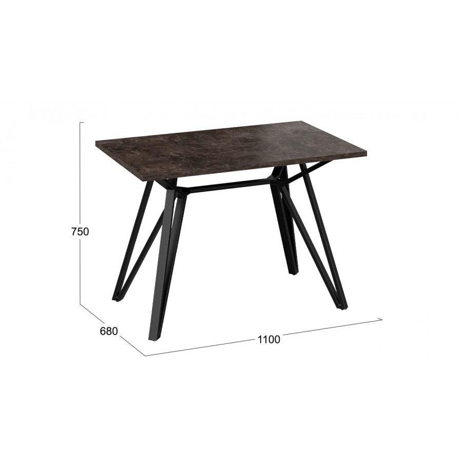 Стол обеденный «Ройс» Тип 1 Черный муар/Ателье темное