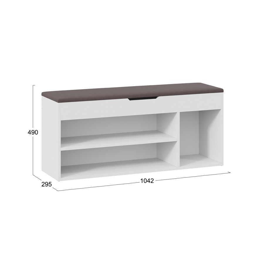 Тумба для обуви Тип 12 Белый Ясень, Велюр Серый