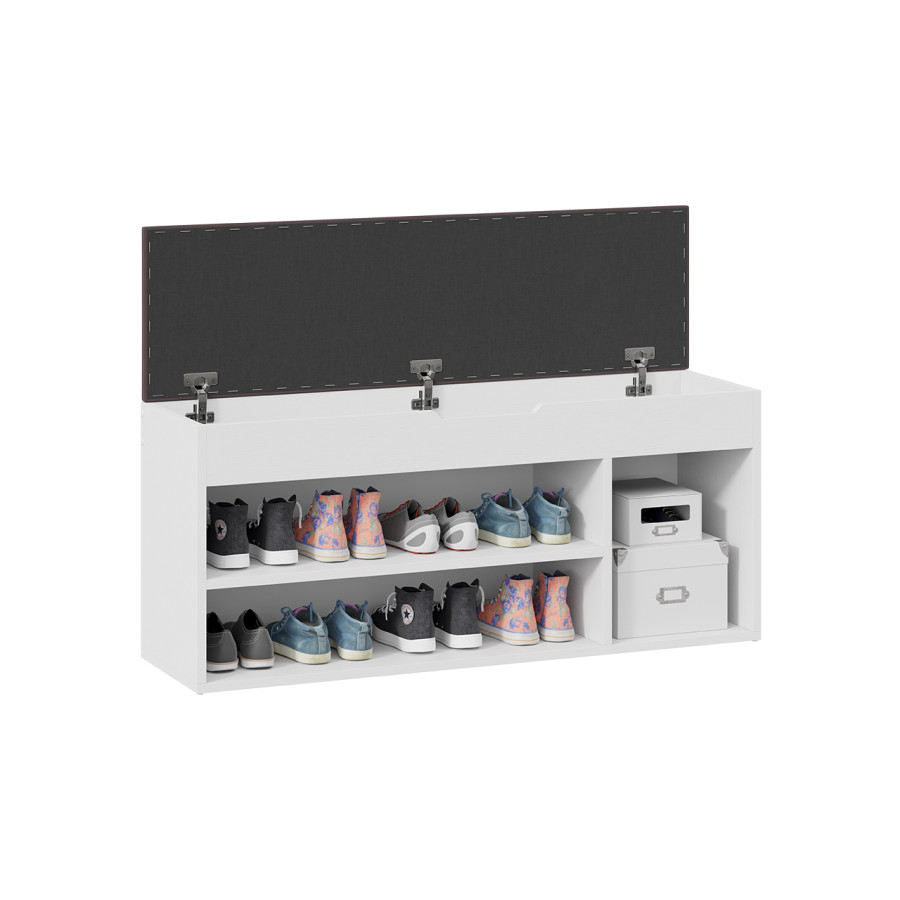 Тумба для обуви Тип 12 Белый Ясень, Велюр Серый