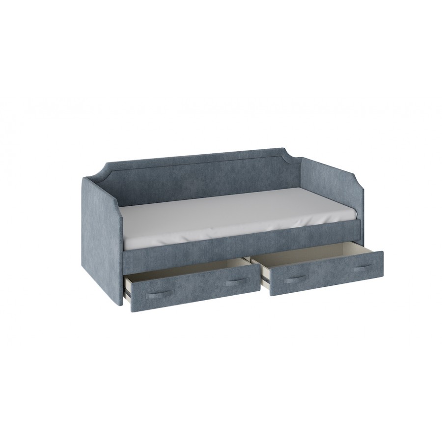 Кровать с мягкой обивкой и ящиками «Кантри» Тип 1 (900) - ТД-308.12.02 Замша синяя