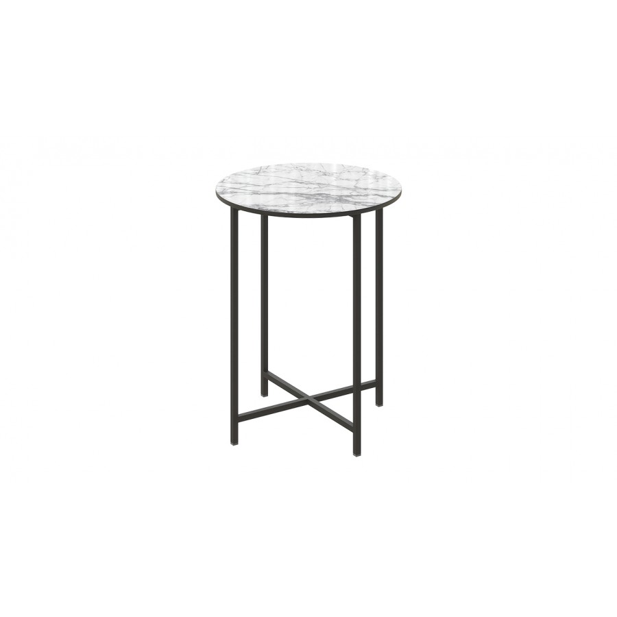 Стол журнальный ДП 1-03-04  Черный, Стекло Мрамор белый