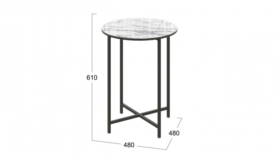 Стол журнальный ДП 1-03-04  Черный, Стекло Мрамор белый