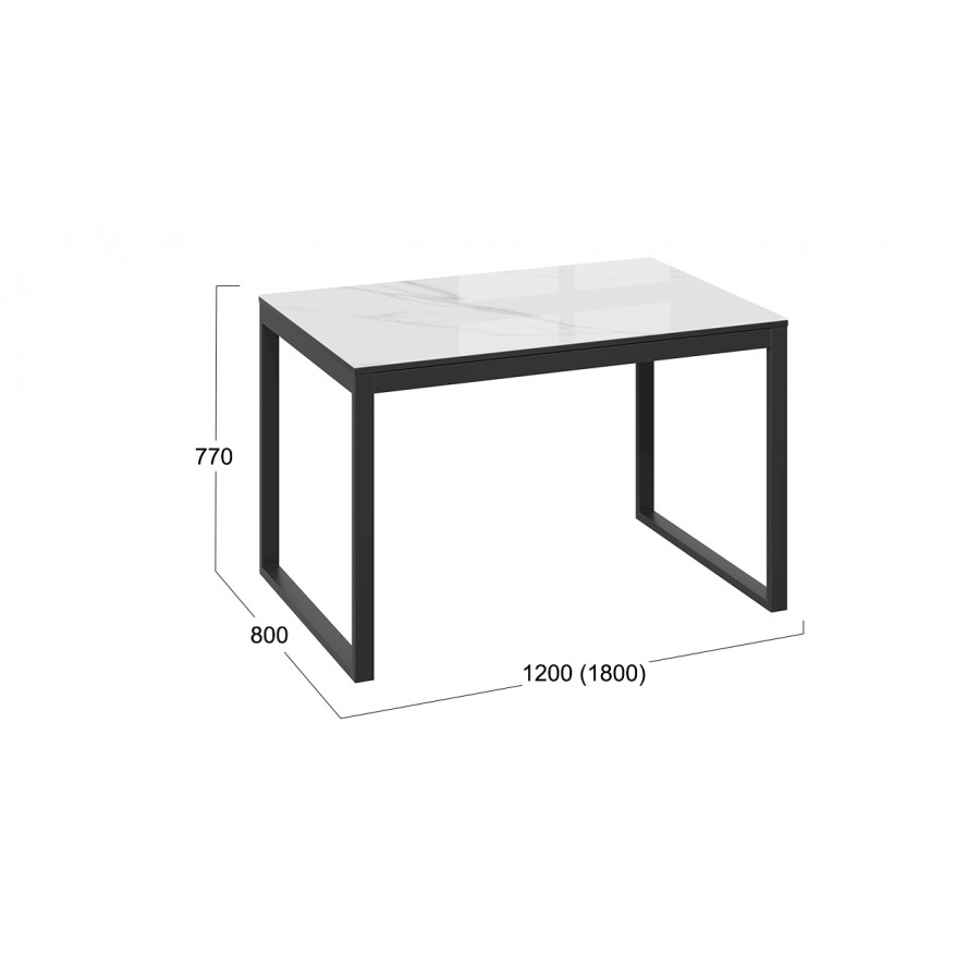 Стол обеденный «Маркус» Тип 1 Черный муар, Стекло белый мрамор