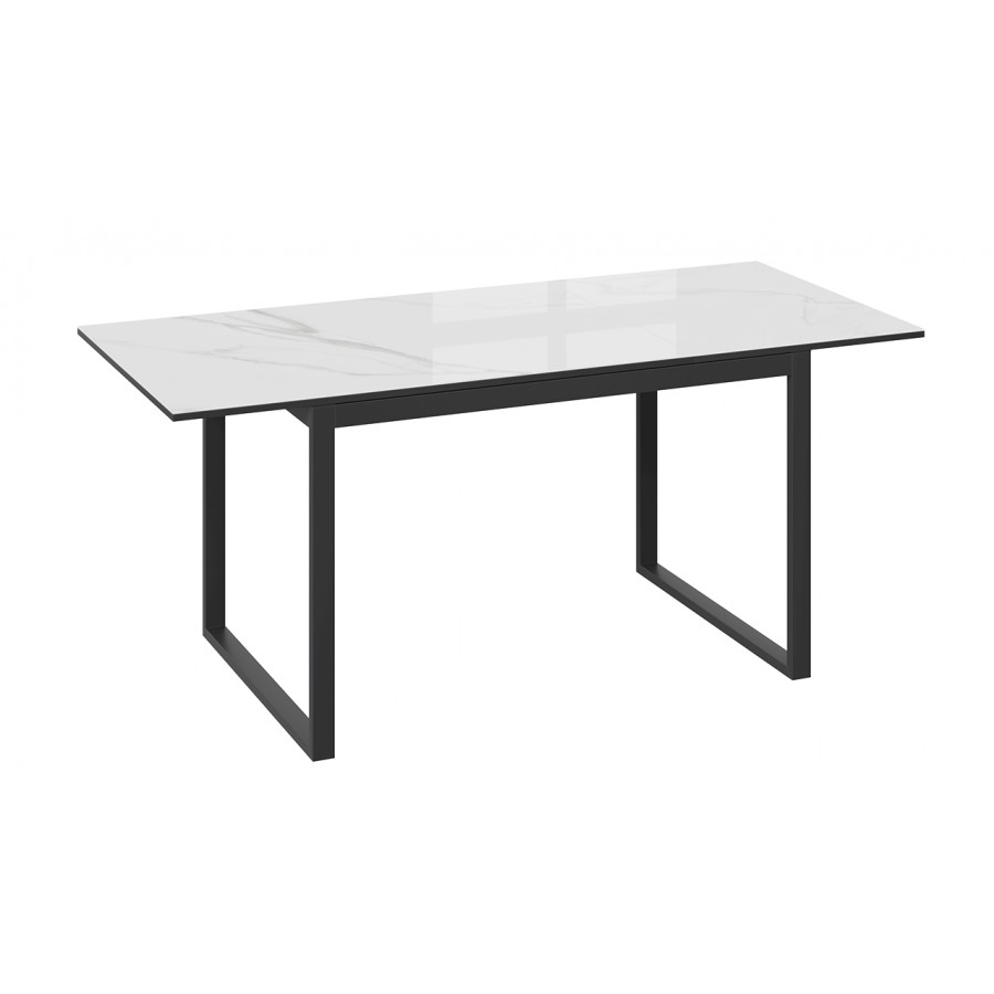 Стол обеденный «Маркус» Тип 1 Черный муар, Стекло белый мрамор