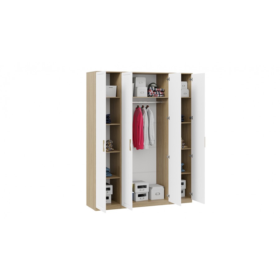 Шкаф комбинированный с 4-мя дверями «Сэнди» Вяз благородный, Белый