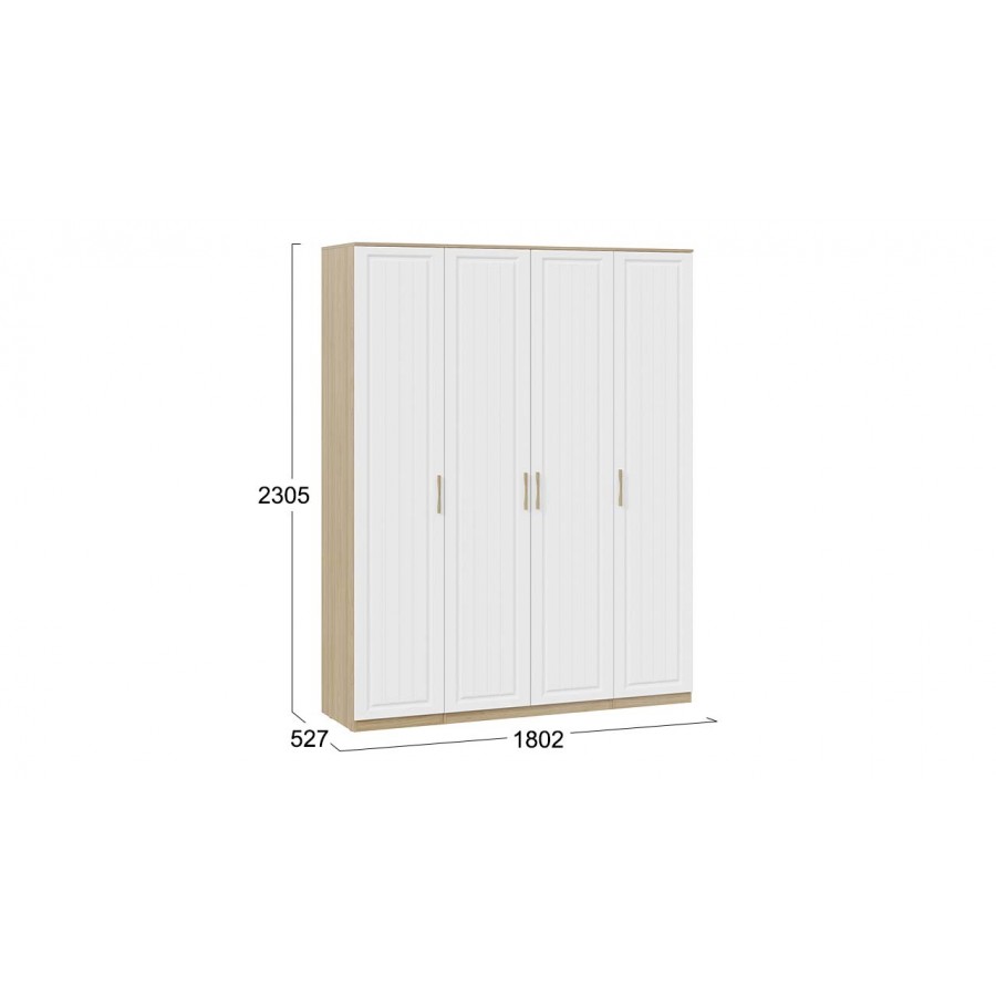 Шкаф комбинированный с 4-мя дверями «Сэнди» Вяз благородный, Белый