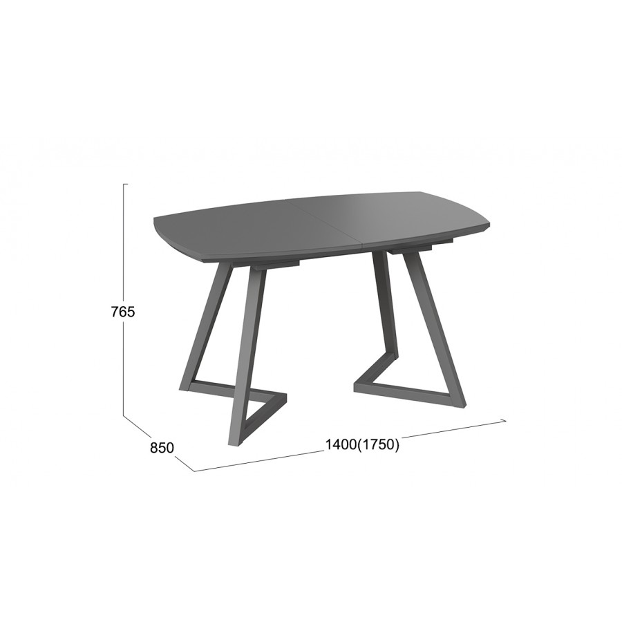 Стол обеденный «TESCA 2» Графит, Стекло графит матовое