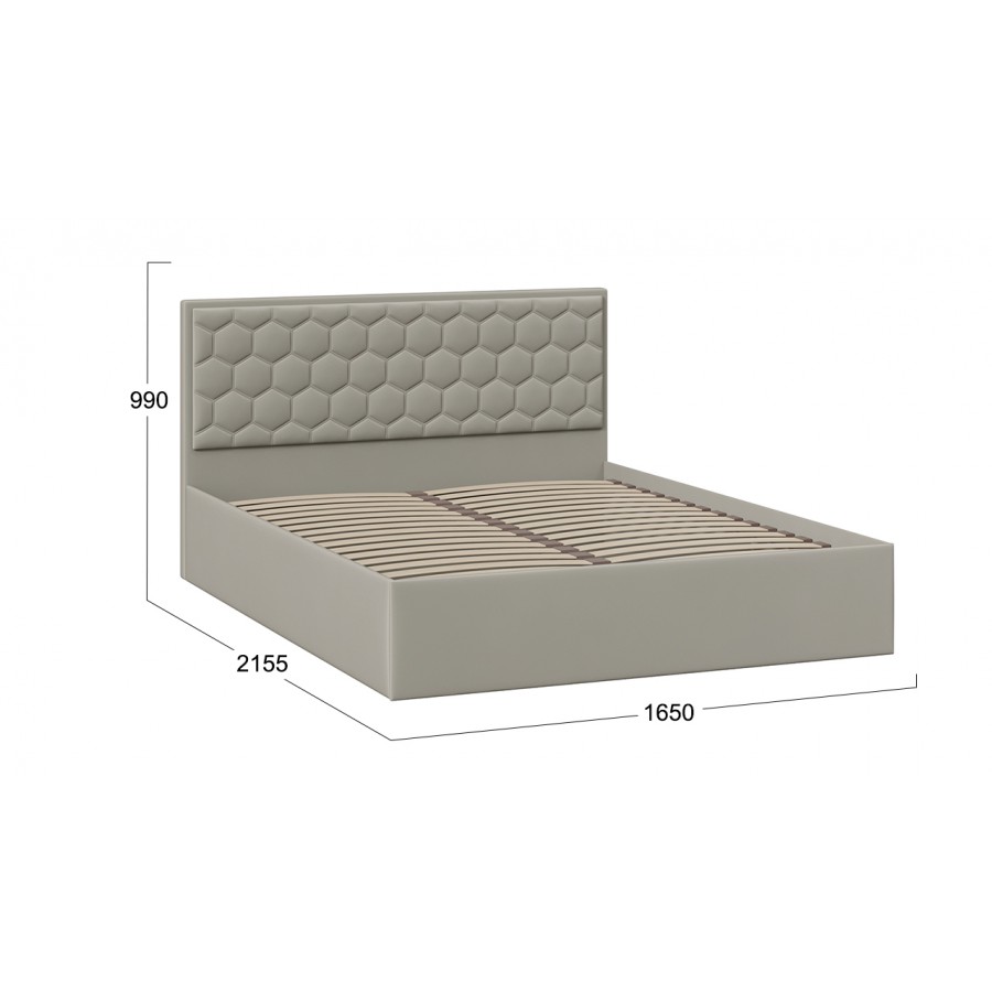 Кровать без ПМ «Порто» (без подъемного механизма) Велюр Confetti Smoke 160 см