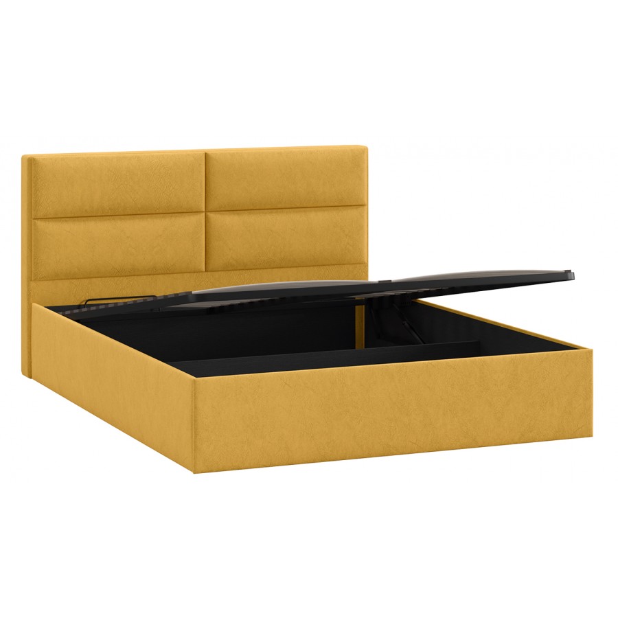 Кровать с ПМ «Глосс» Тип 1 (с подъемным механизмом) с заглушиной Микровелюр Wellmart Yellow