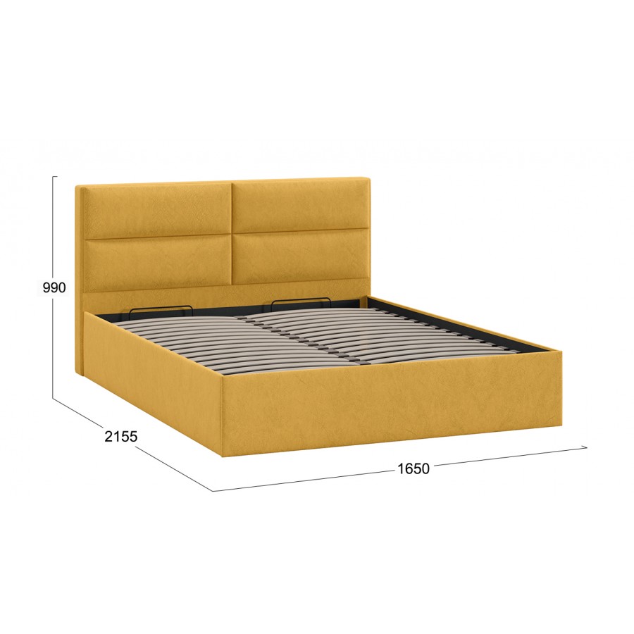 Кровать с ПМ «Глосс» Тип 1 (с подъемным механизмом) с заглушиной Микровелюр Wellmart Yellow