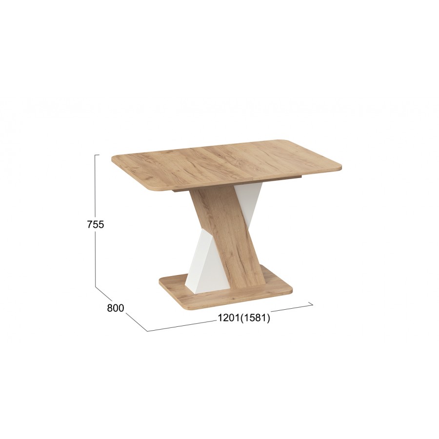 Стол обеденный раздвижной «Люксембург» Тип 3 Дуб Крафт золотой, Белый