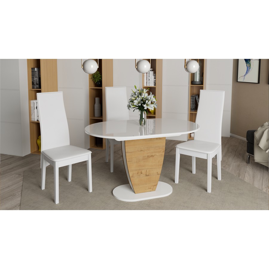 Стол обеденный «Монреаль» Тип 1 Белый глянец, Бунратти