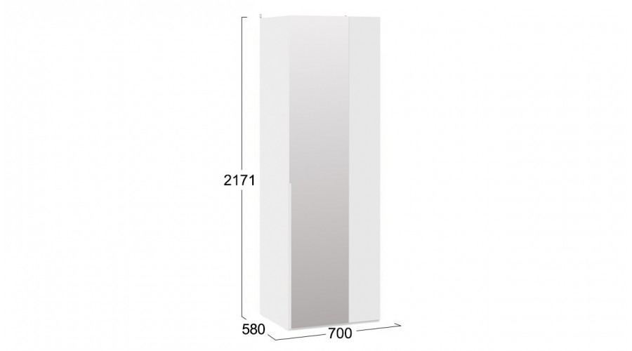 Шкаф угловой (580) с 1 зеркальной дверью «Порто» - СМ-393.07.007 Белый Жемчуг