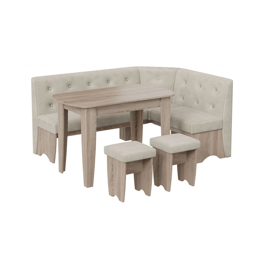 Кухонный уголок «Барселона» Дуб Сонома трюфель, Микровелюр Duna Brilliant