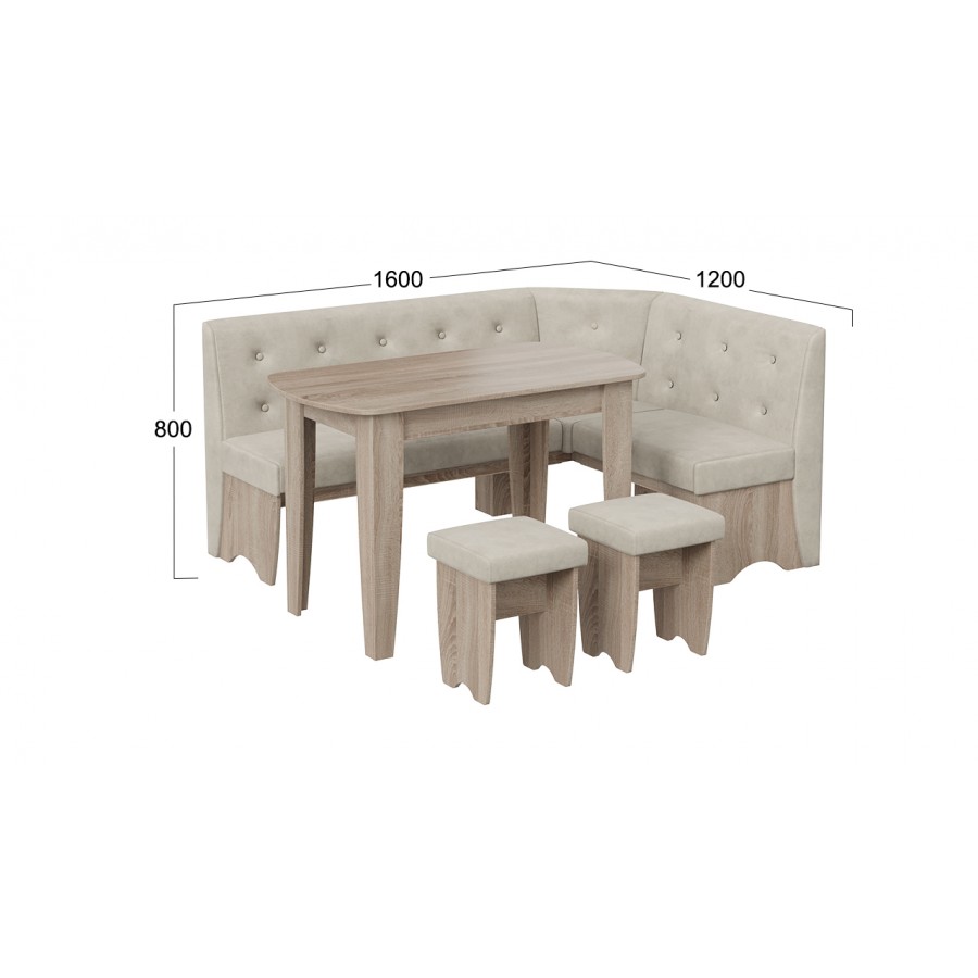 Кухонный уголок «Барселона» Дуб Сонома трюфель, Микровелюр Duna Brilliant