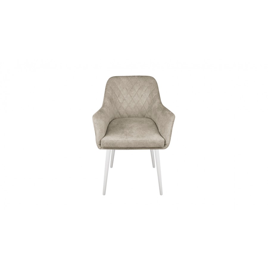 Стул «Chester» Т6 Белый муар, Велюр V005 светло-бежевый