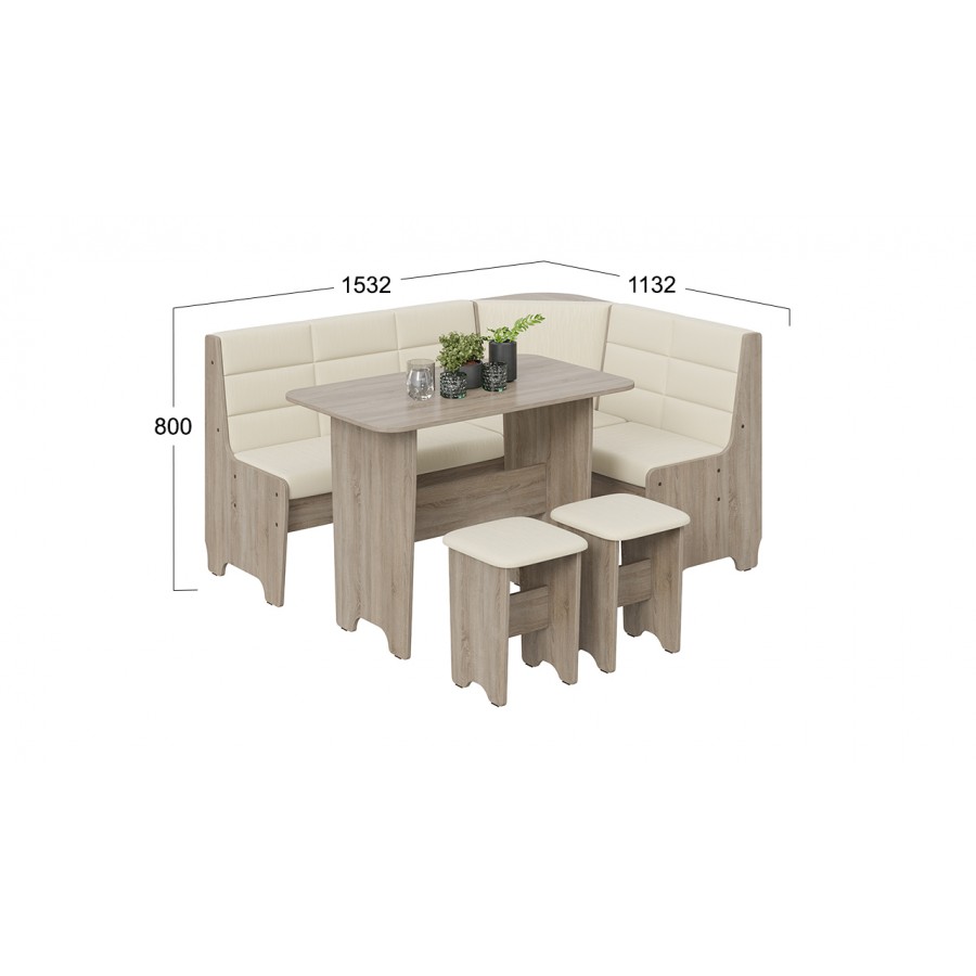 Кухонный уголок «Техас» Исп.2 Дуб Сонома трюфель, Кашемир крем