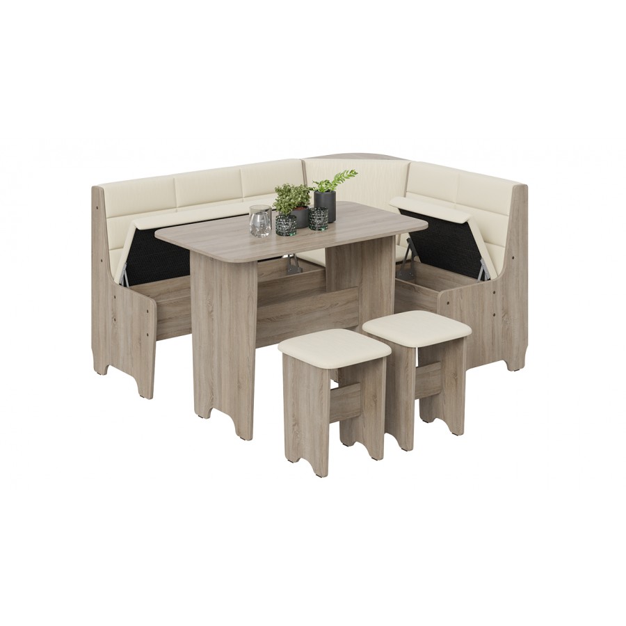 Кухонный уголок «Техас» Исп.2 Дуб Сонома трюфель, Кашемир крем