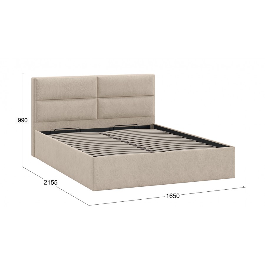 Кровать с ПМ «Глосс» Тип 1 (с подъемным механизмом) с заглушиной Микровелюр Wellmart Dark Beige