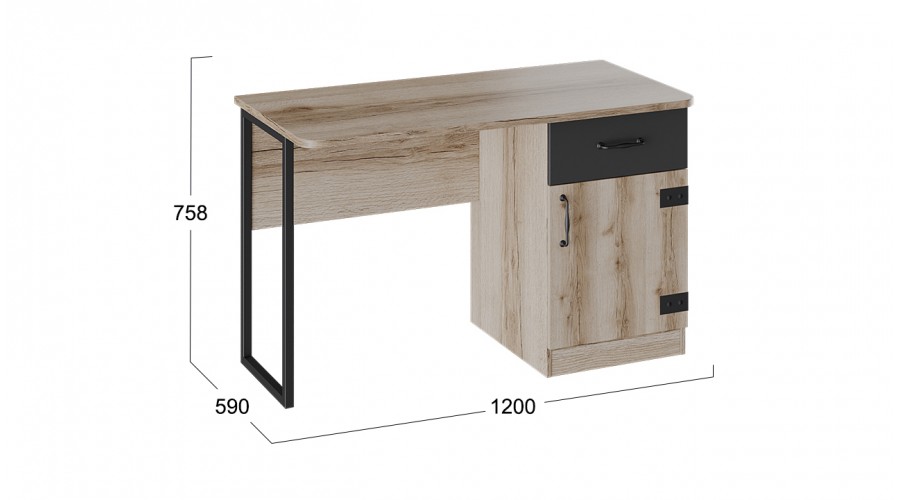 Стол письменный с ящиком «Окланд» - ТД-324.15.02 Фон черный, Дуб Делано
