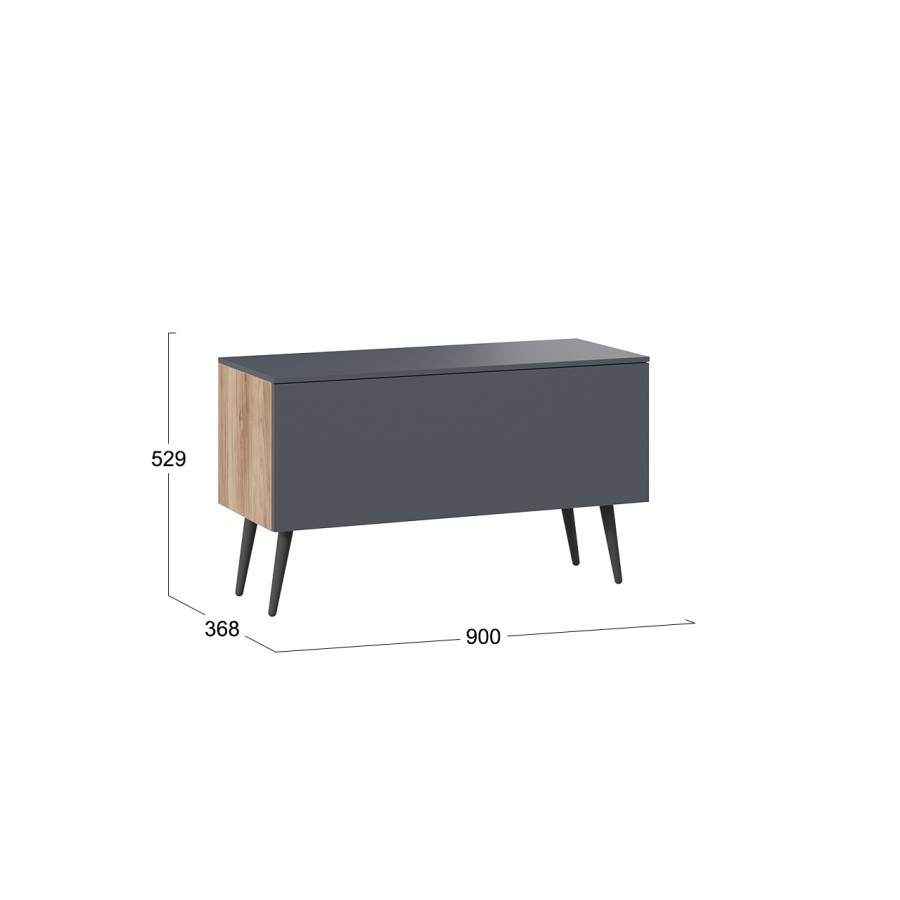 Тумба для теле- и радиоаппаратуры «Порто» с опорами - СМ-393.03.012 Яблоня Беллуно, Графит софт, Серый