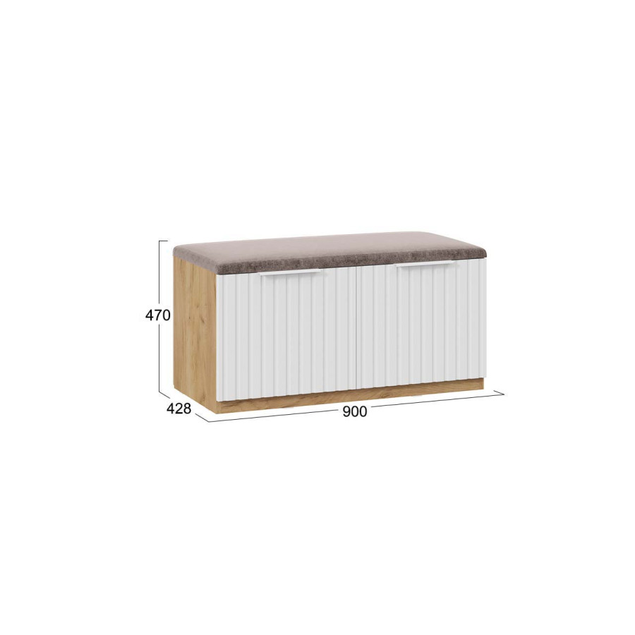 Тумба для обуви «Хилтон» Исп.2.2 - 303.008.000 Дуб Крафт золотой, Белый матовый