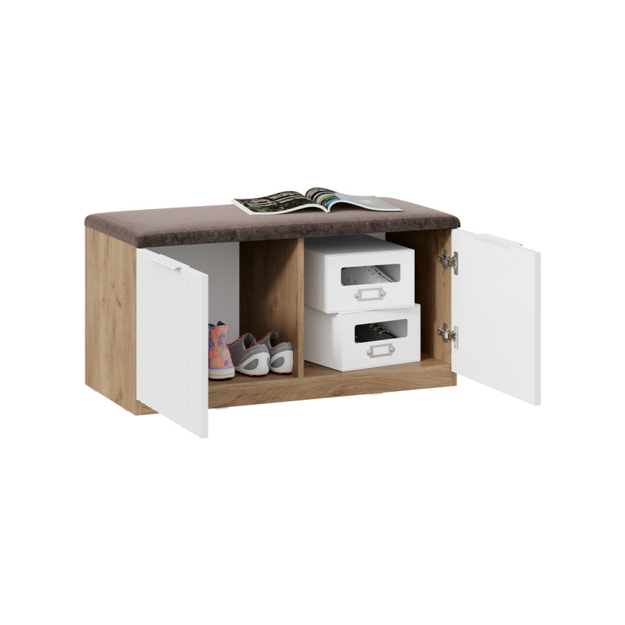 Тумба для обуви «Хилтон» Исп.2.2 - 303.008.000 Дуб Крафт золотой, Белый матовый