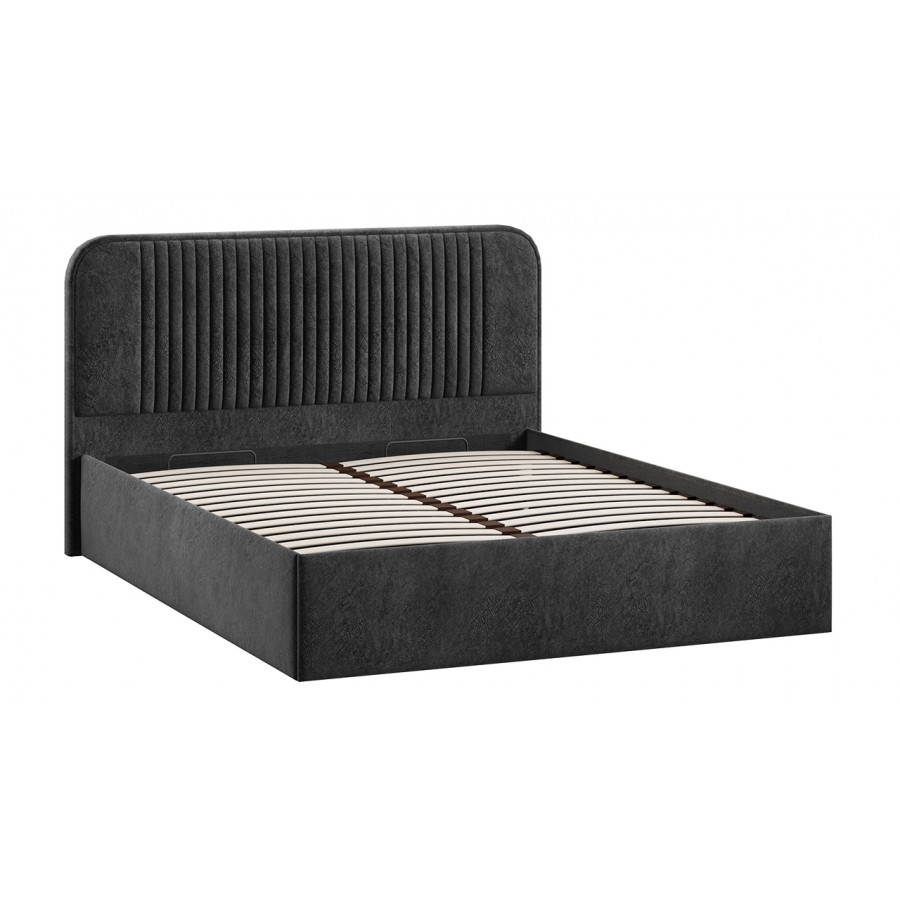 Кровать с ПМ «Тиффани» Тип 1 с заглушиной Микровелюр Wellmart Graphite