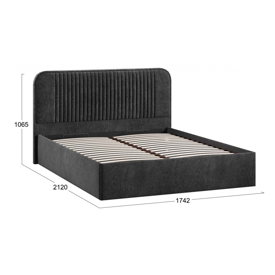 Кровать с ПМ «Тиффани» Тип 1 с заглушиной Микровелюр Wellmart Graphite