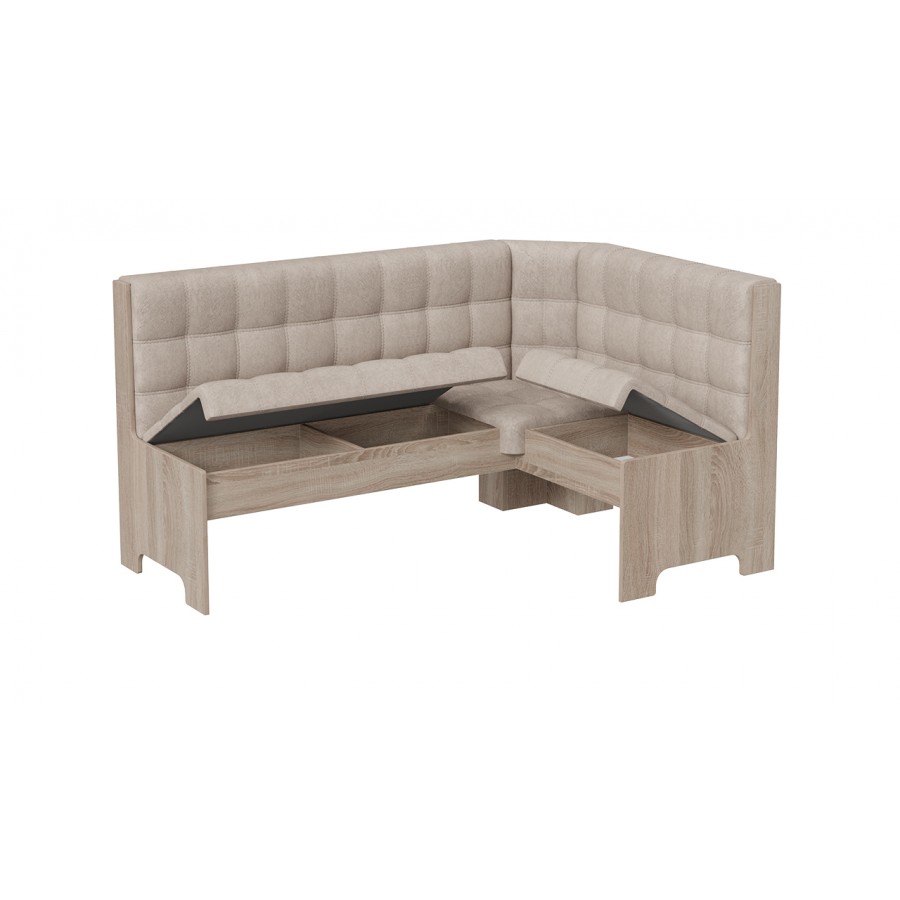 Кухонный уголок «Флорида» Дуб Сонома трюфель, Микровелюр Wellmart Dark Beige