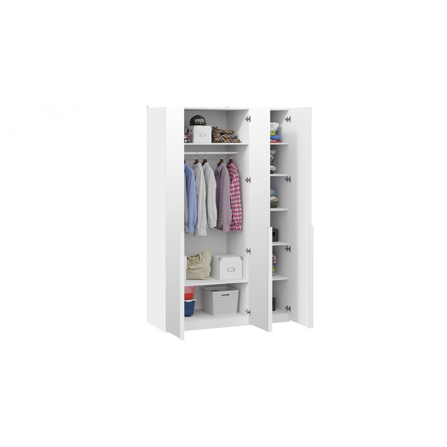 Шкаф для одежды (580) с 3 зеркальными дверями «Порто» - СМ-393.07.111 Белый Жемчуг