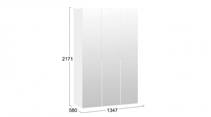 Шкаф для одежды (580) с 3 зеркальными дверями «Порто» - СМ-393.07.111 Белый Жемчуг