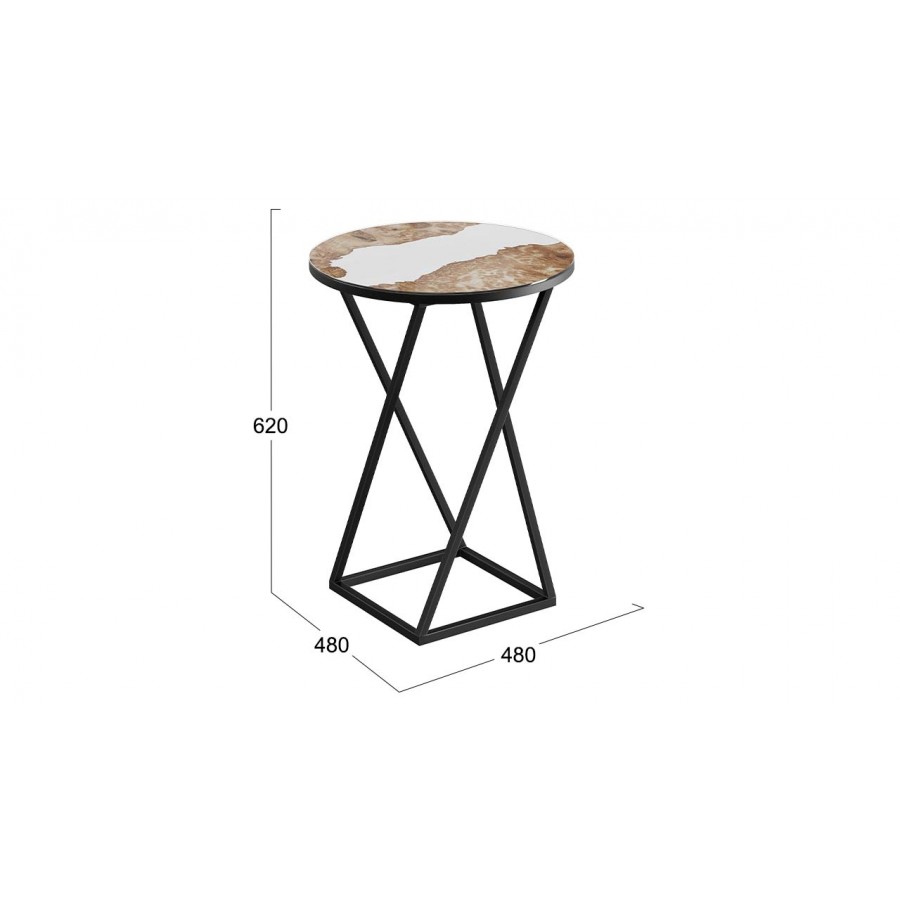 Стол журнальный ДП 1-03-05 исп. 2 Черный, Стекло с рисунком Слэб белый