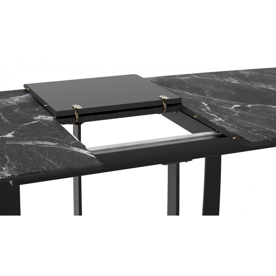 Стол обеденный «Орфей» Черный муар, Стекло глянцевое черный мрамор