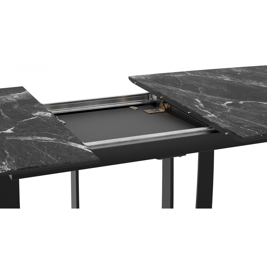 Стол обеденный «Орфей» Черный муар, Стекло глянцевое черный мрамор