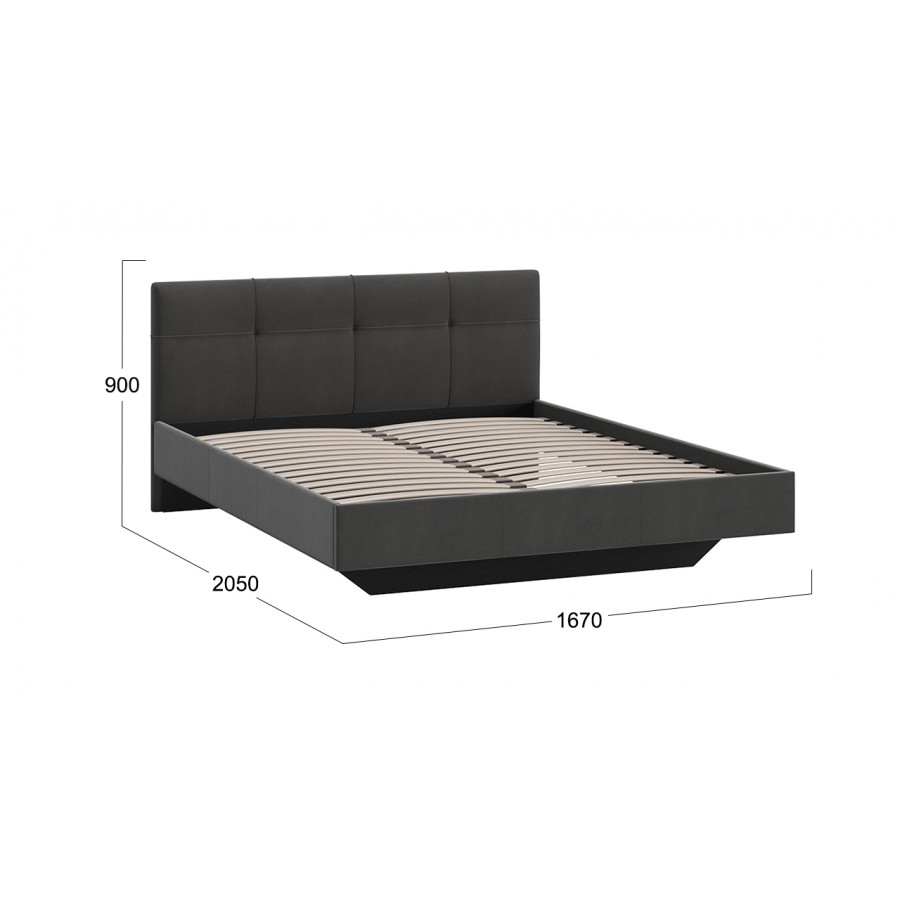 Кровать без ПМ «Элис» Тип 1 (без подъемного механизма) Исп.2 Велюр Графит