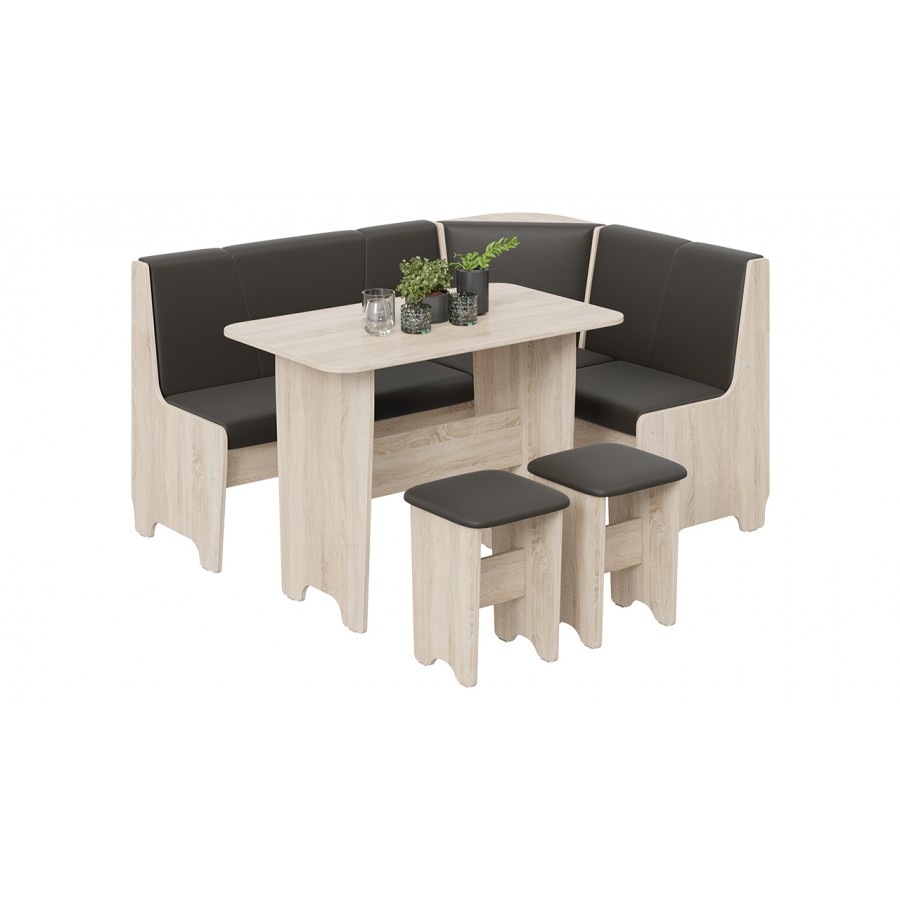 Кухонный уголок «Техас» Исп.1 Дуб Сонома, Экокожа коричневая